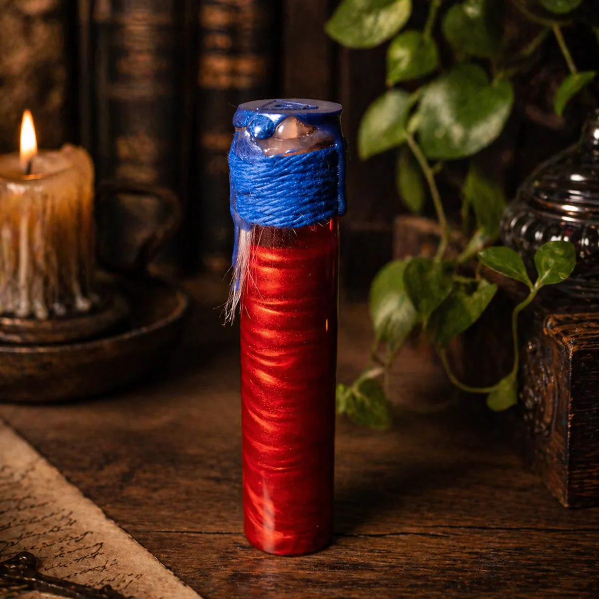 Sealed vial artifact wrapped in twine