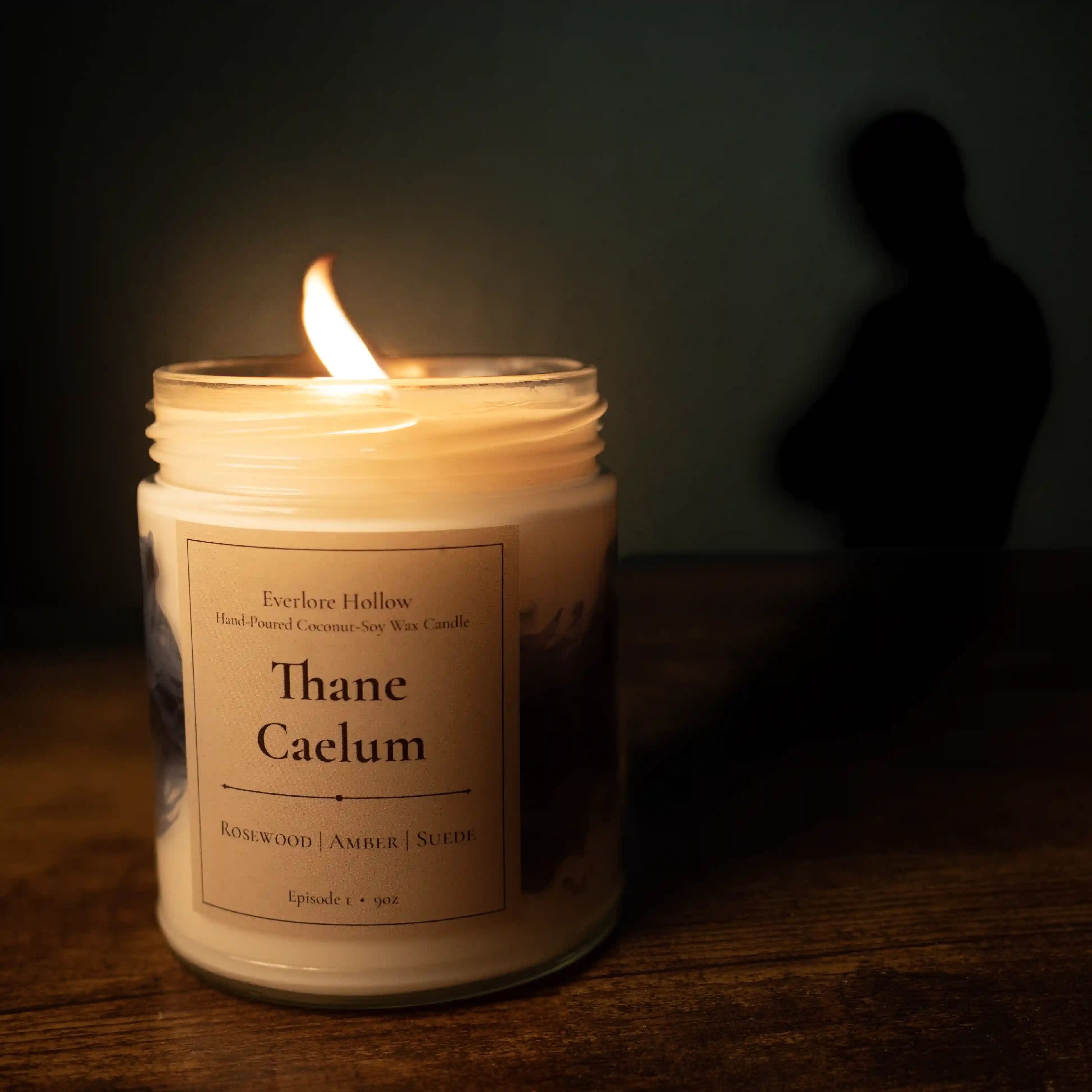 Hand-poured Everlore Hollow ritual candle — Thane Caelum scent
